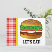 Hamburger, laten we eten! Uitnodiging (Staand voorkant)