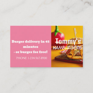 Hamburger Levering Korting Aanbieding Visitekaartje