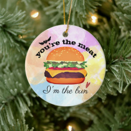 Hamburger love funny food Christmas Keramisch Ornament
