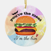 Hamburger love funny food Christmas Keramisch Ornament (Voorkant)