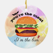 Hamburger love funny food Christmas Keramisch Ornament (Achterkant)