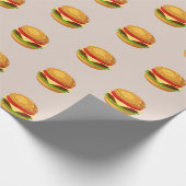 Hamburger Lover Cheeseburger Cute Tiled Pattern Cadeaupapier (Hoek)