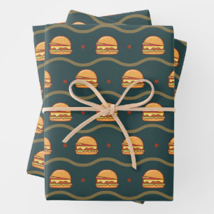 Hamburger Lover Cheeseburger Cute Tiled Pattern Inpakpapier Vel