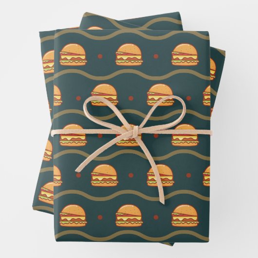 Hamburger Lover Cheeseburger Cute Tiled Pattern Inpakpapier Vel (In situ)