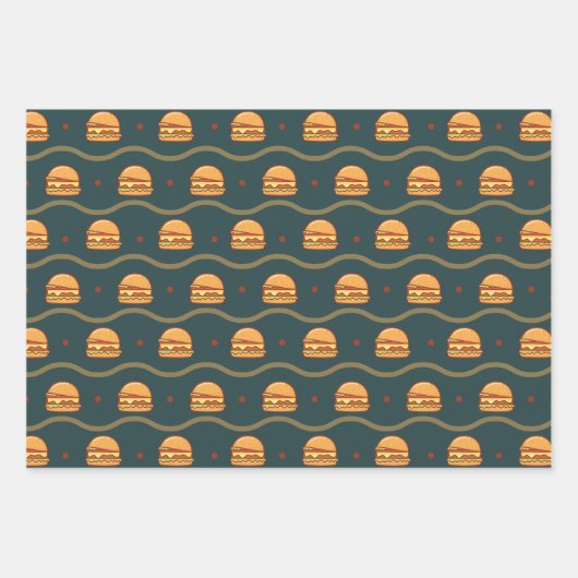 Hamburger Lover Cheeseburger Cute Tiled Pattern Inpakpapier Vel (Voorkant)