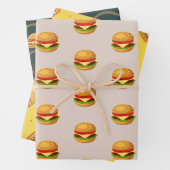 Hamburger Lover Cheeseburger Cute Tiled Pattern Inpakpapier Vel (In situ)