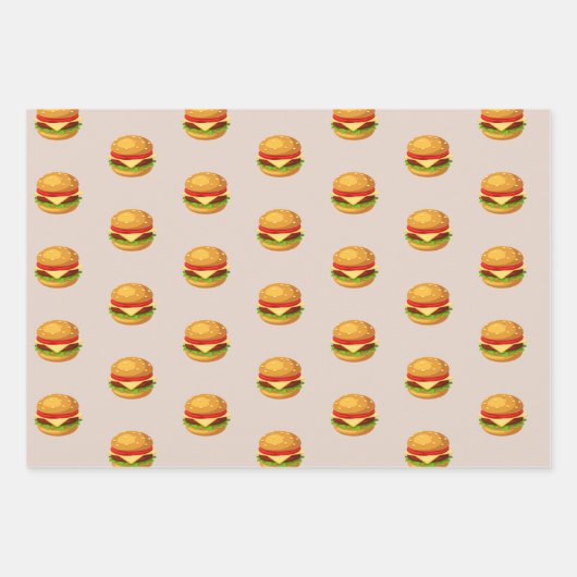 Hamburger Lover Cheeseburger Cute Tiled Pattern Inpakpapier Vel (Voorkant)