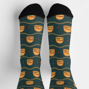 Hamburger Lover Cheeseburger Cute Tiled Pattern Sokken