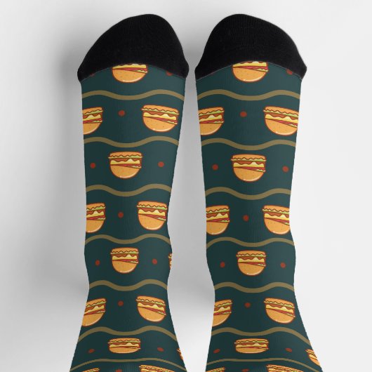 Hamburger Lover Cheeseburger Cute Tiled Pattern Sokken (Top)