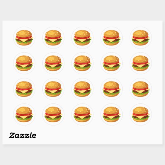 Hamburger Lover Cheeseburger Ronde Sticker (Vel)