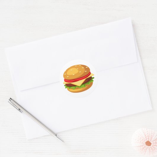 Hamburger Lover Cheeseburger Ronde Sticker (Envelop)