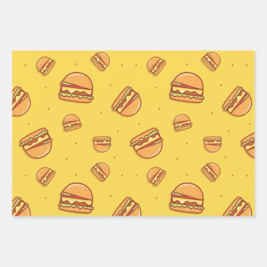 Hamburger Lover Cute Tiled Pattern Inpakpapier Vel (Voorkant)