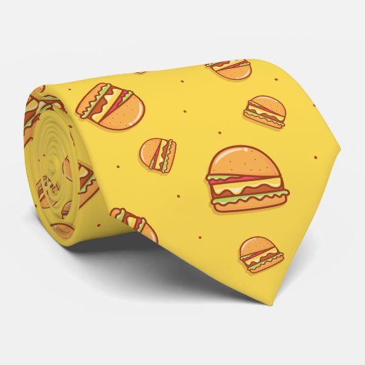 Hamburger Lover Cute Tiled Pattern Stropdas (Opgerold)