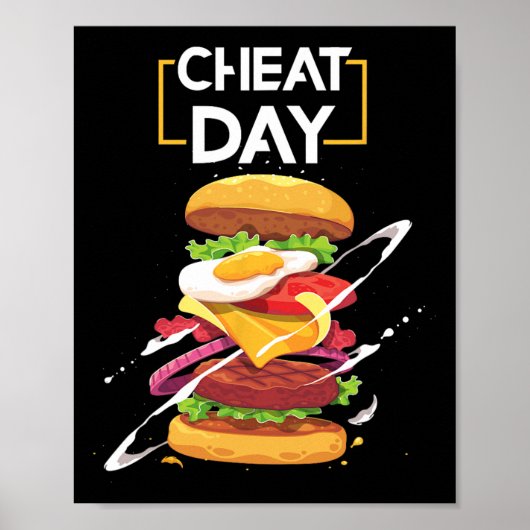 Hamburger Lover Gift Fast Food Gym Workout Cheat D Poster (Voorkant)