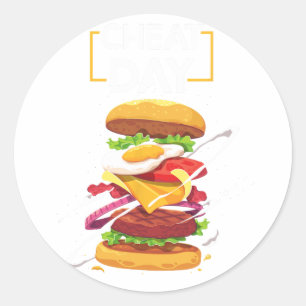 Hamburger Lover Gift Fast Food Gym Workout Cheat D Ronde Sticker