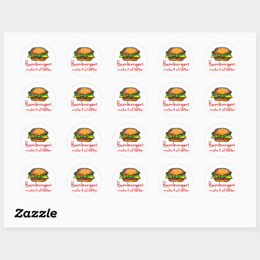 Hamburger Lover Ronde Sticker (Vel)