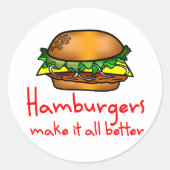 Hamburger Lover Ronde Sticker (Voorkant)