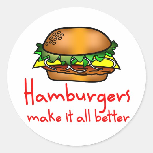 Hamburger Lover Ronde Sticker (Voorkant)