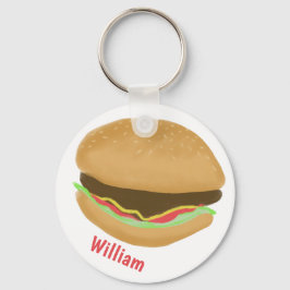 Hamburger Lovers Fun Yummy CUSTOM NAME Sleutelhanger