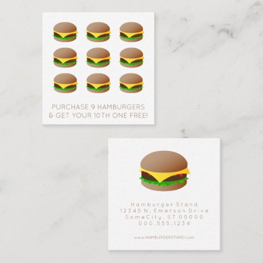 hamburger - loyaliteitsstempel klantenkaartje (Voorkant / Achterkant)