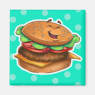 hamburger magnet met schattige cartoon
