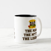 Hamburger Man de mythe de Legende pa Tweekleurige Koffiemok (Voorkant rechts)