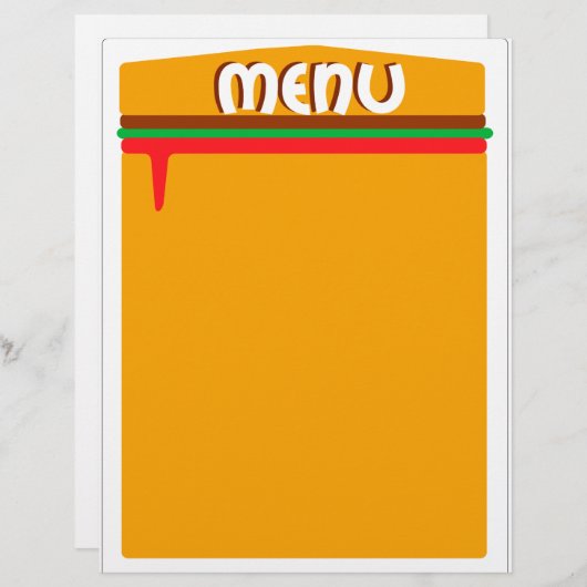 hamburger menupagina (Voorkant / Achterkant)