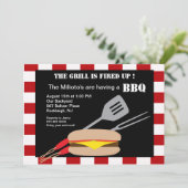 Hamburger met gereedschap Barbecue Uitnodiging (Staand voorkant)