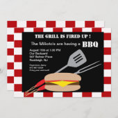 Hamburger met gereedschap Barbecue Uitnodiging (Voorkant / Achterkant)