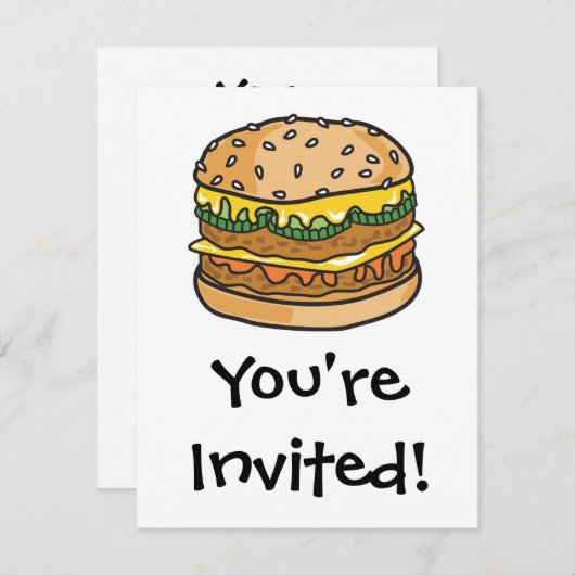 hamburger met retro - kaas kaart (Voorkant / Achterkant)