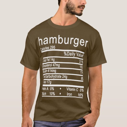 hamburger Nutrition Facts Funny Thanksgiving T-shirt (Voorkant)