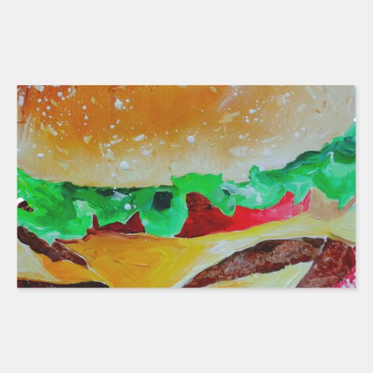 Hamburger ontwerp, origineel schilderij rechthoekige sticker (Voorkant)