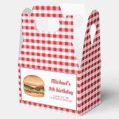 Hamburger op rode Gingham verjaardag dank u Bedankdoosjes (Geopend)