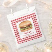 Hamburger op rode Gingham verjaardag dank u Bedankzakje (Geknipt)