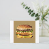 hamburger op tan briefkaart (Staand voorkant)