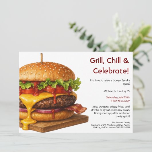 Hamburger Party | Fun Burger Celebration Kaart (Staand voorkant)