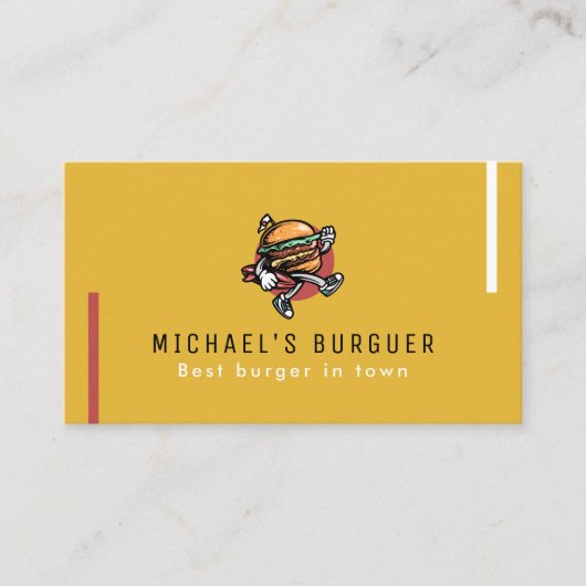 Hamburger restaurant food truck Mosterd Geel Visitekaartje (Voorkant)