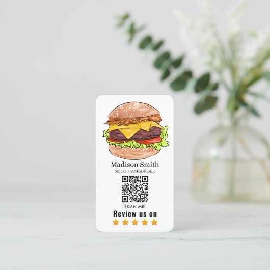 hamburger  review QR Code  Visitekaartje (Staand voorkant)