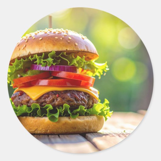 hamburger ronde sticker (Voorkant)