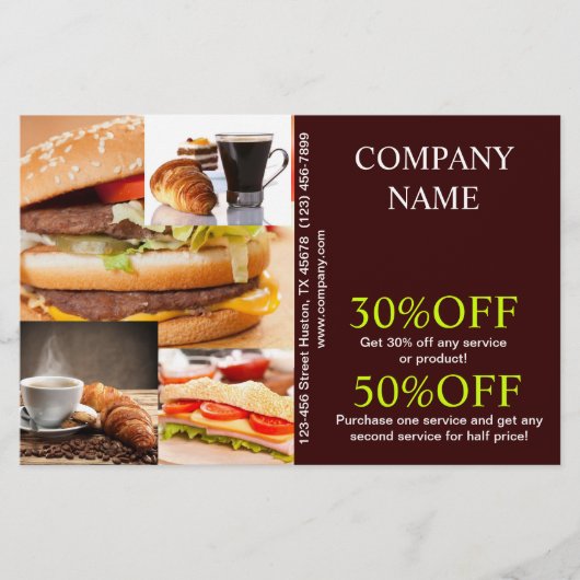 hamburger sandwich private chef catering flyer (Voorkant)