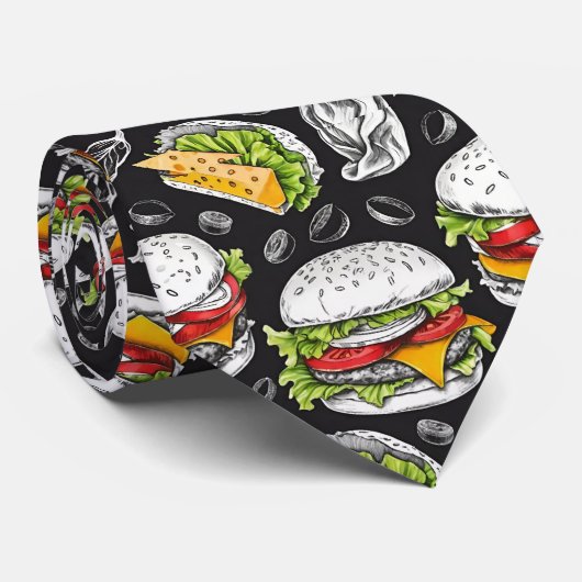 Hamburger  schets van CallisC Arts Stropdas (Opgerold)