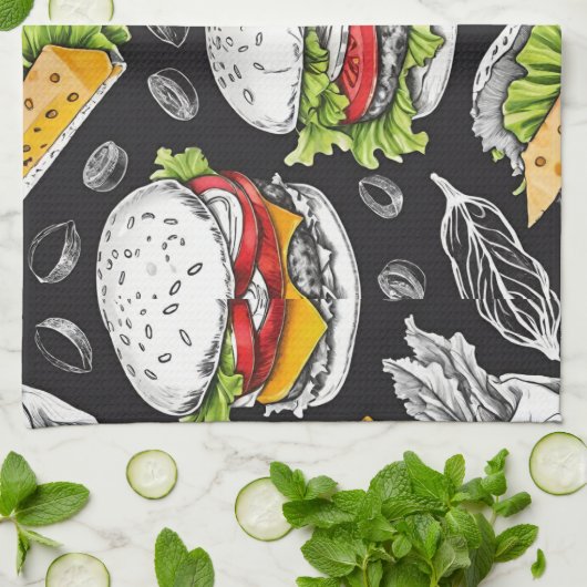 Hamburger  schets van CallisC Arts Theedoek (Gevouwen)