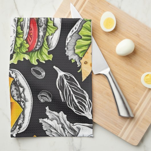 Hamburger schets van CallisC Arts Theedoek (Quarter Fold)