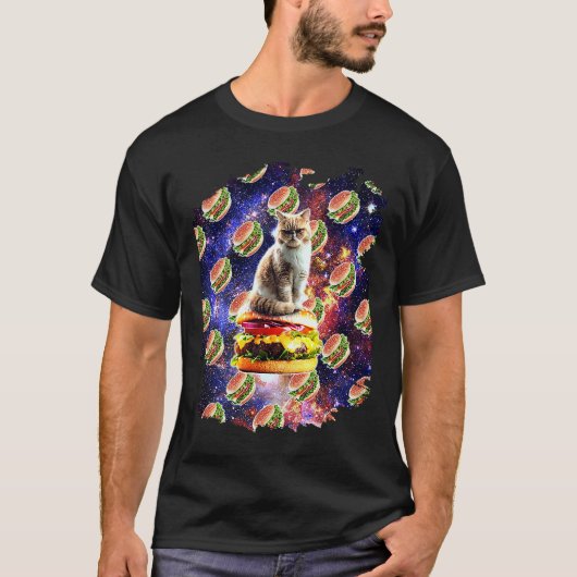 Hamburger Space Cat On Burger T-shirt (Voorkant)