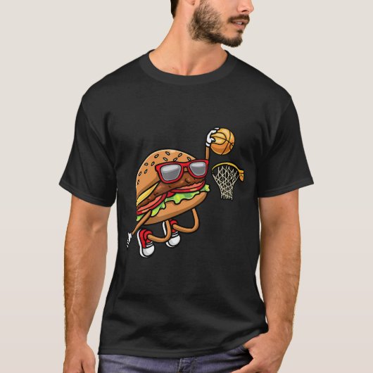 Hamburger spelen Basketbal Fastfood Basketbal T-shirt (Voorkant)