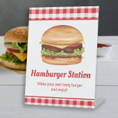 Hamburger Station Burger Bar Maak je eigen hamburg Reclamebord Met Voetstuk