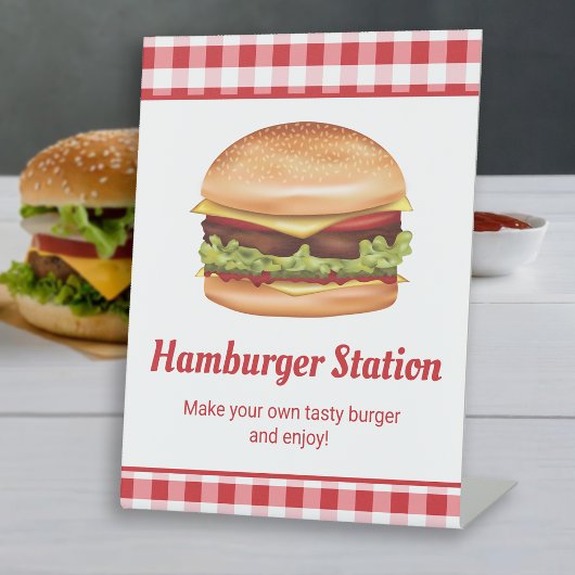 Hamburger Station Burger Bar Maak je eigen hamburg Reclamebord Met Voetstuk
