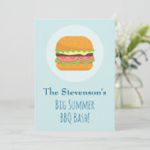 Hamburger- Summer BBQ Party Invitation Kaart (Staand voorkant)