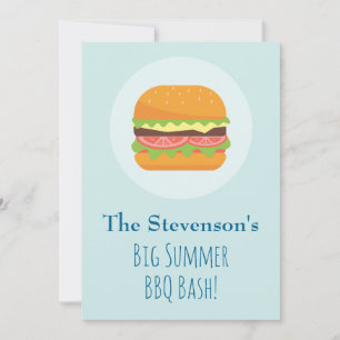 Hamburger- Summer BBQ Party Invitation Kaart