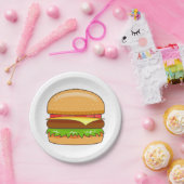 Hamburger Vector Illustratie Papieren Bordje (Feest)